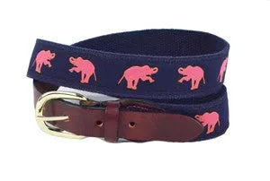 Men's Preppy Ribbon Belt Pink Elephant| Designs by Lillie