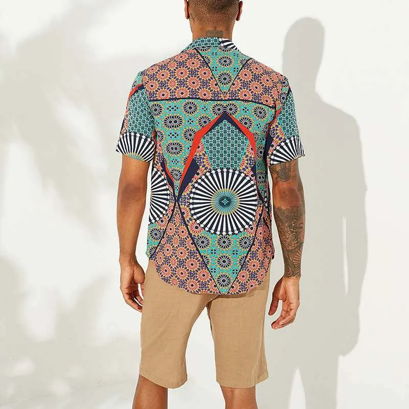 Men's Printed Short Sleeve Beach Wear Shirt - GlamzLife