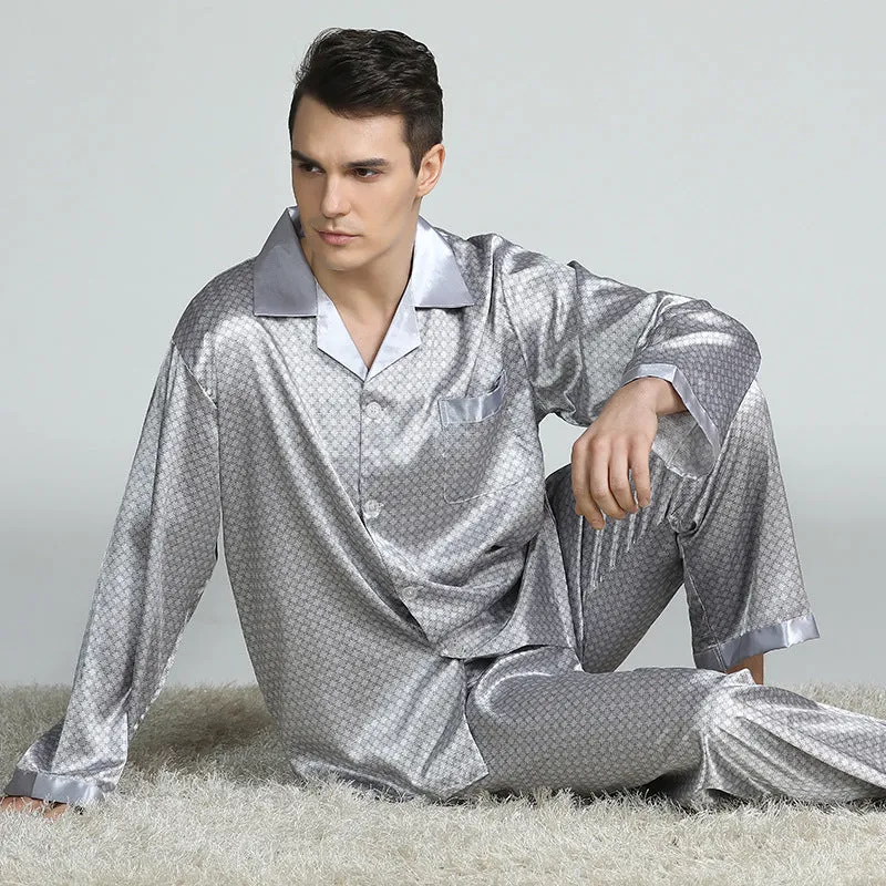 Men's Printed Silk Pajama Suit