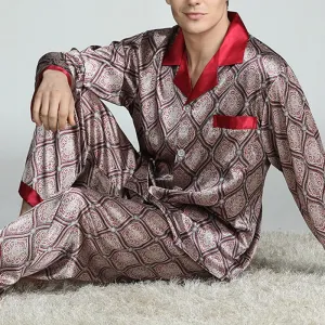 Men's Printed Silk Pajama Suit