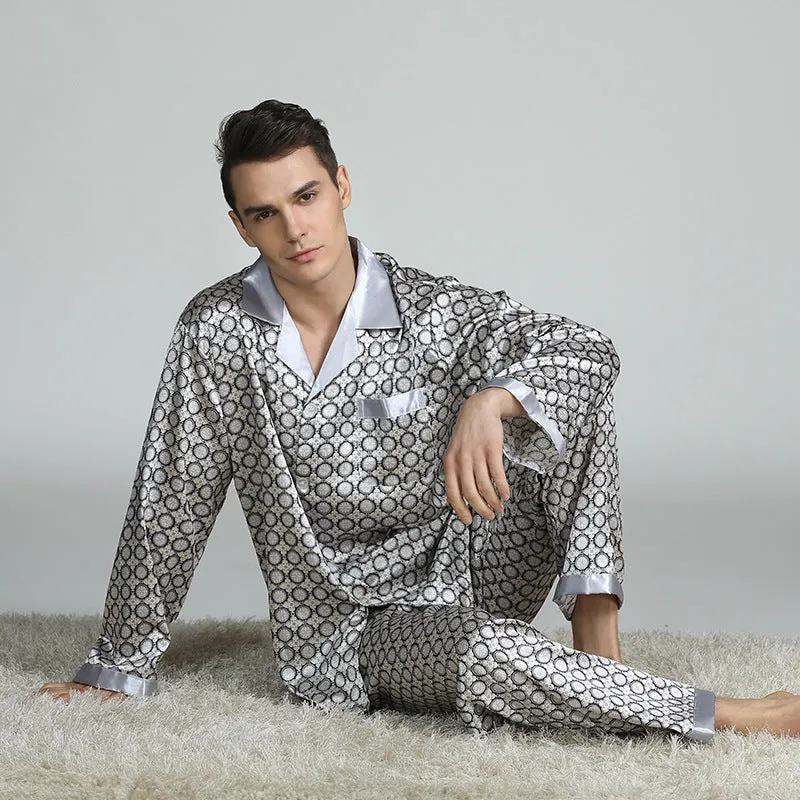 Men's Printed Silk Pajama Suit