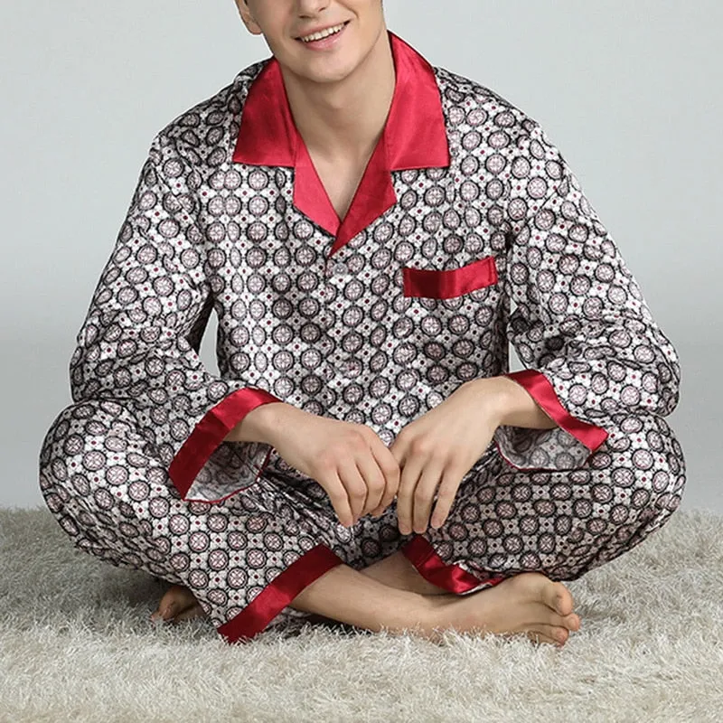 Men's Printed Silk Pajama Suit