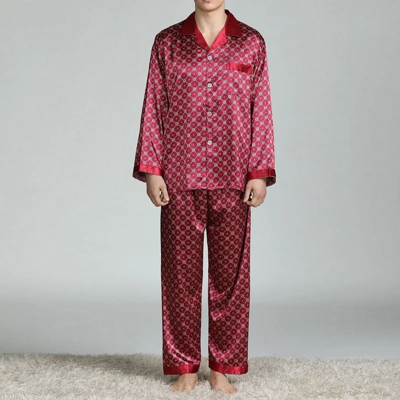Men's Printed Silk Pajama Suit