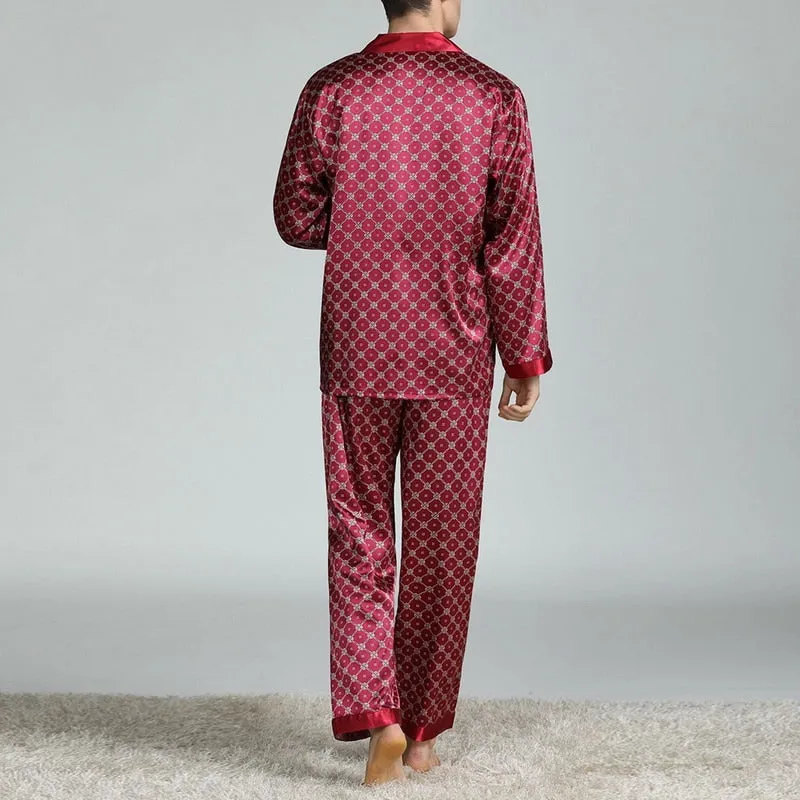 Men's Printed Silk Pajama Suit