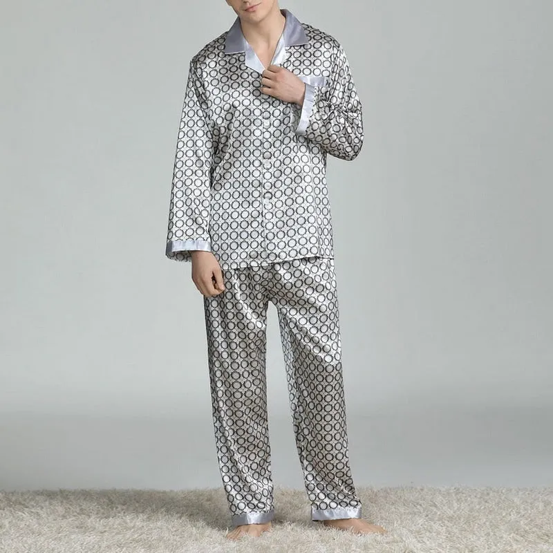 Men's Printed Silk Pajama Suit
