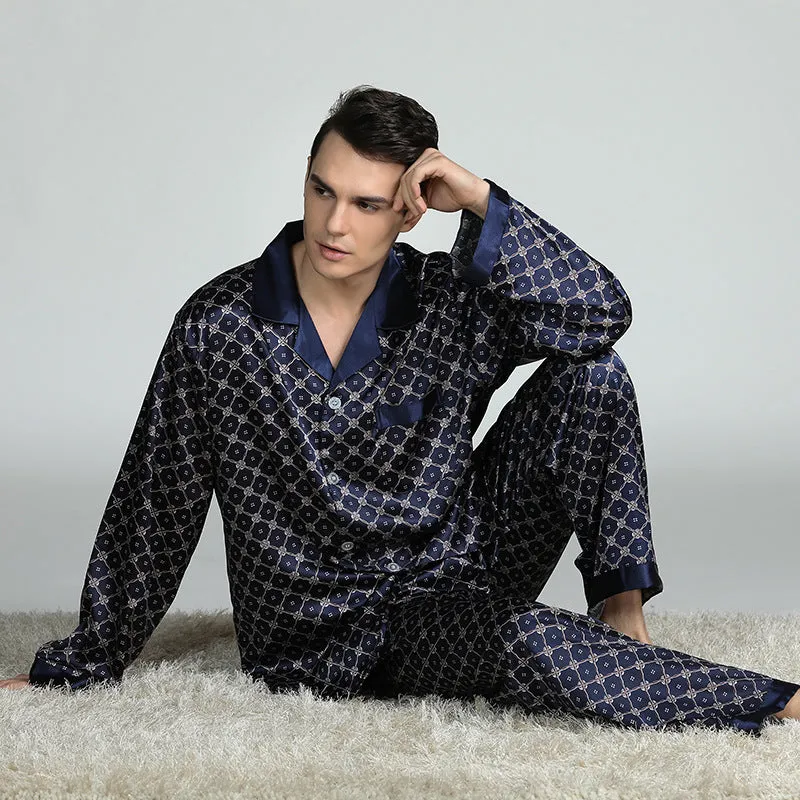 Men's Printed Silk Pajama Suit
