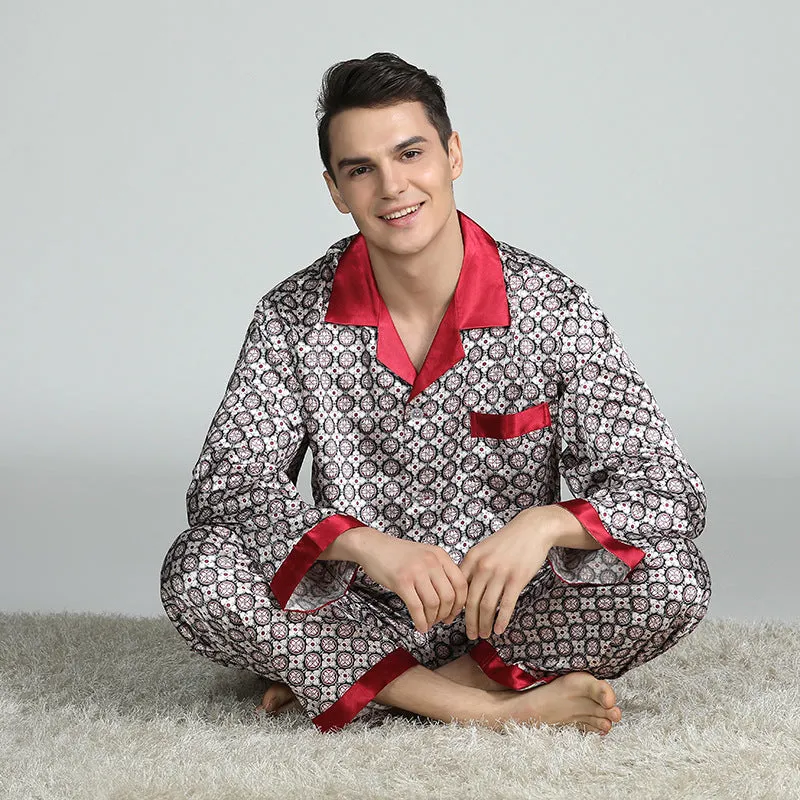 Men's Printed Silk Pajama Suit