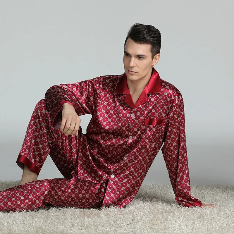 Men's Printed Silk Pajama Suit