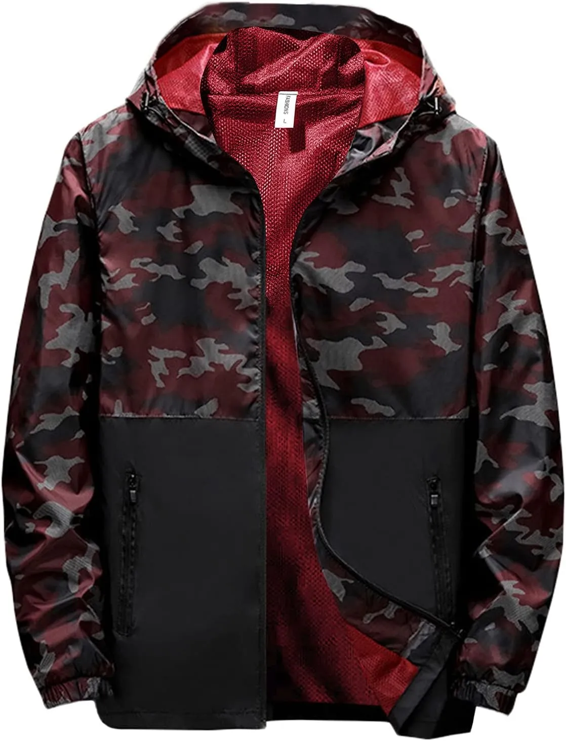 Mens Rain Coats Fall with Hood Mens Rain Jacket for Hiking Travel Outdoor Lightweight Winter Fall Men's Trench Coats