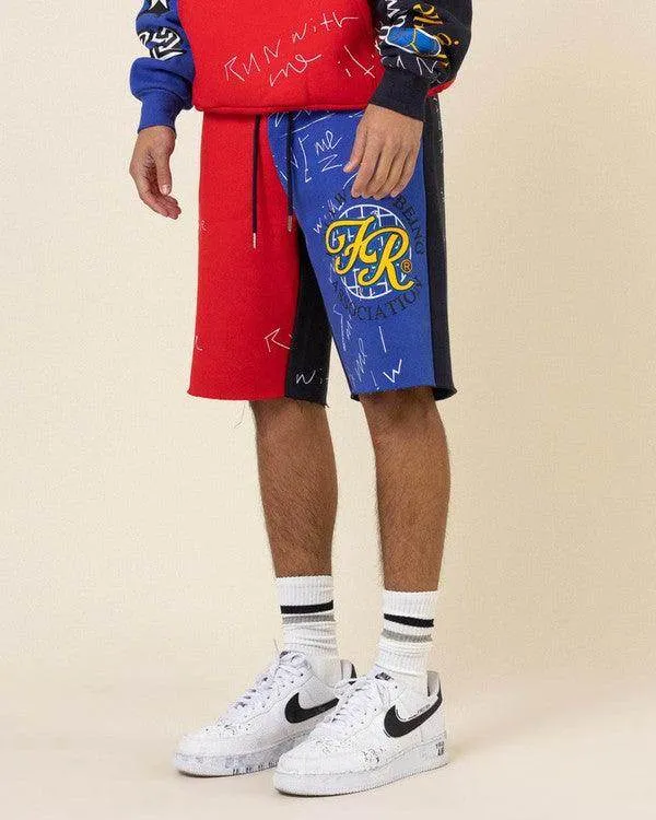 Mens Red Color Block Shorts For Sale