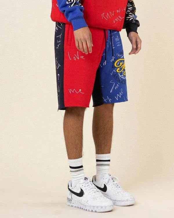 Mens Red Color Block Shorts For Sale