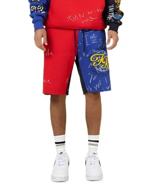 Mens Red Color Block Shorts For Sale