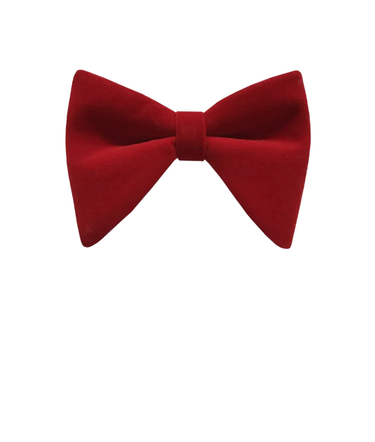 Men's Red Solid velvet bowtie and pocket square