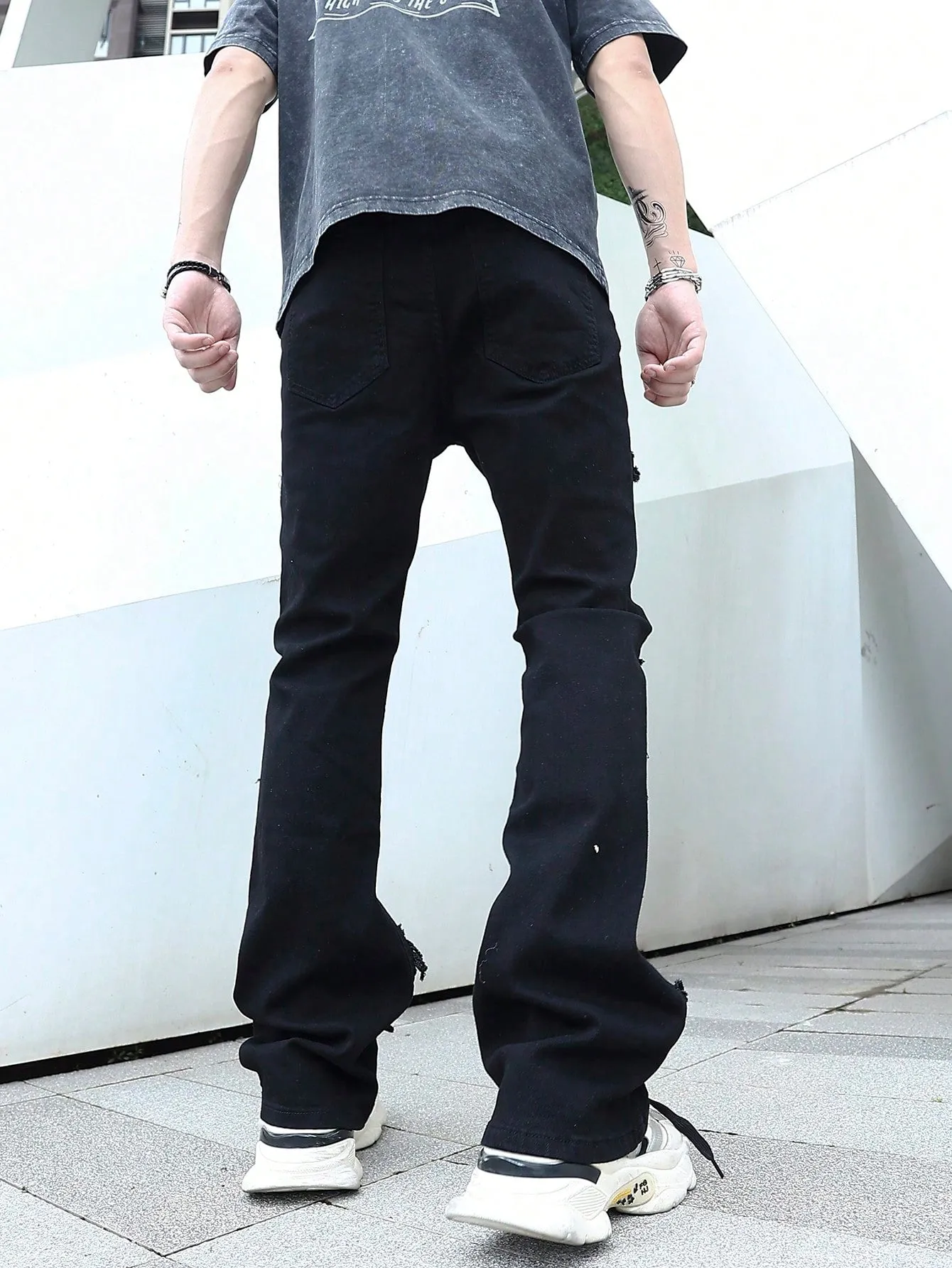 Men's Ripped Frayed Drip  Jeans