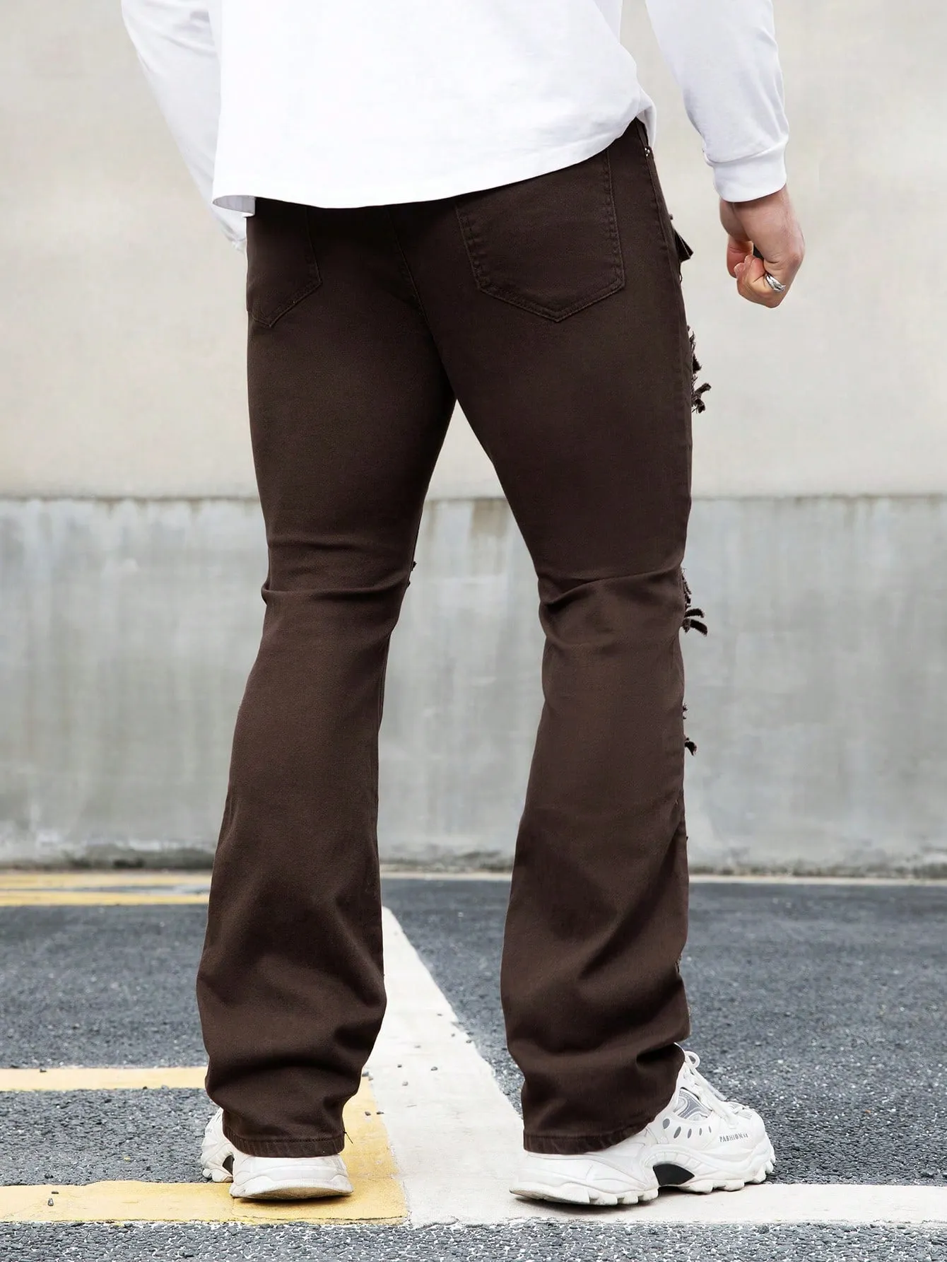 Men's Ripped Frayed Drip  Jeans