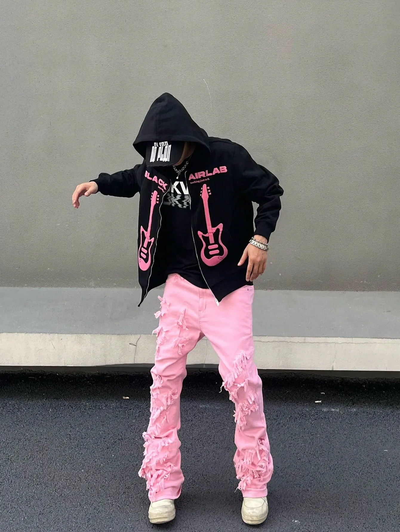 Men's Ripped Frayed Drip  Jeans