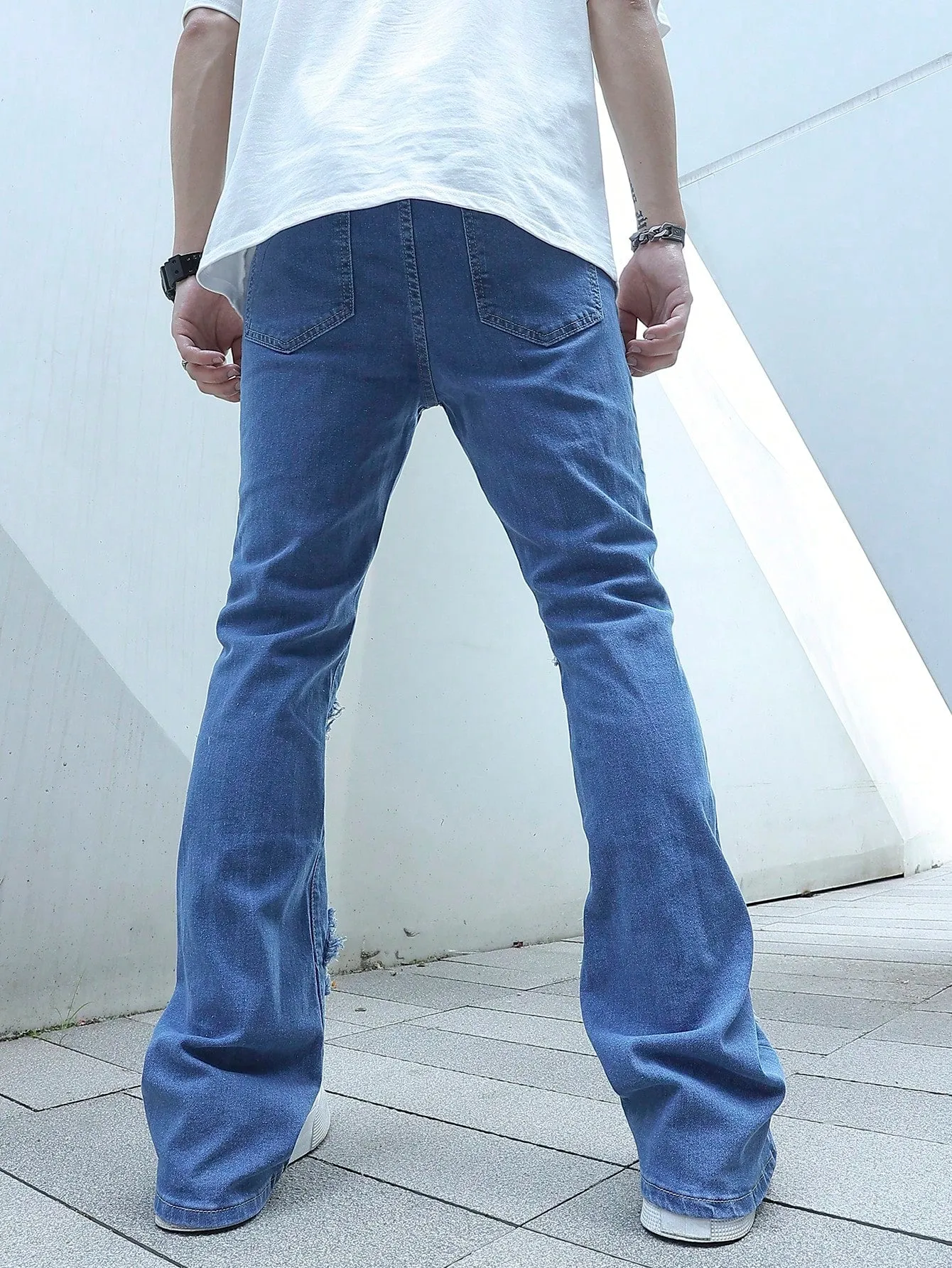 Men's Ripped Frayed Drip  Jeans