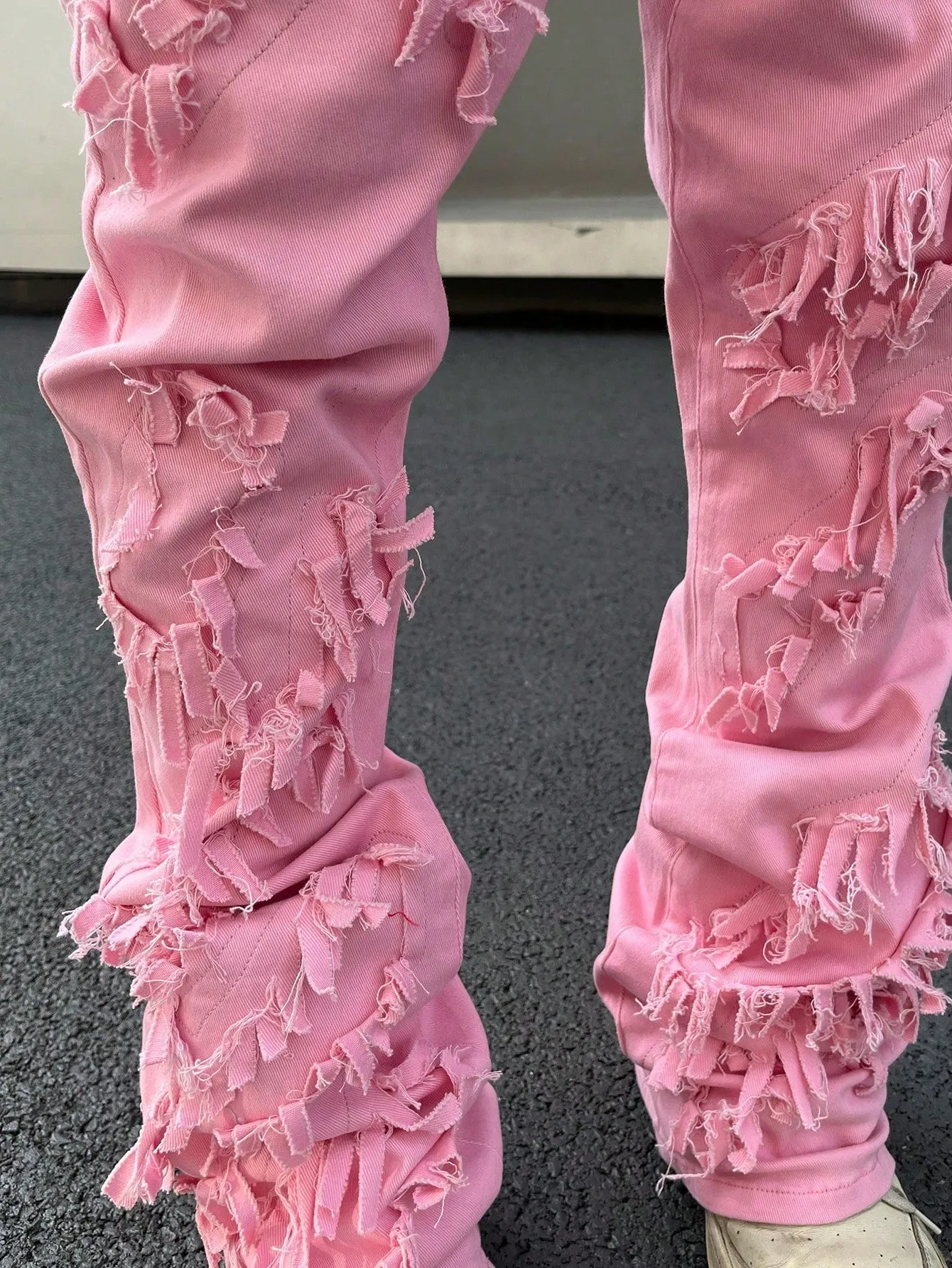 Men's Ripped Frayed Drip  Jeans