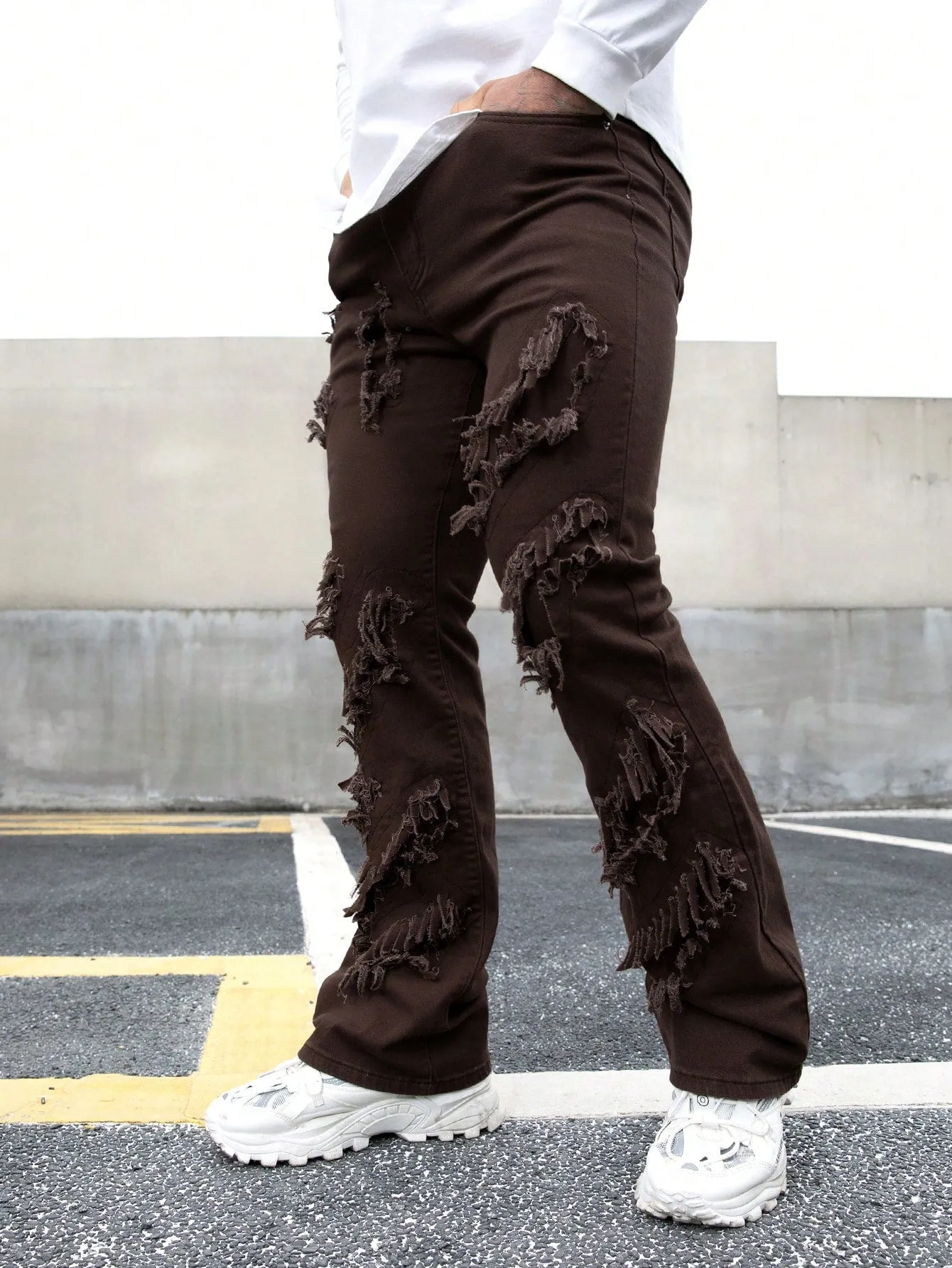 Men's Ripped Frayed Drip  Jeans