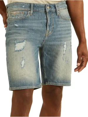 Men's Ripped Jeans Short,Blue