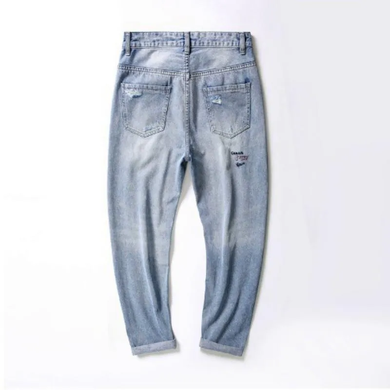 Men's Ripped Jeans With Embroidery