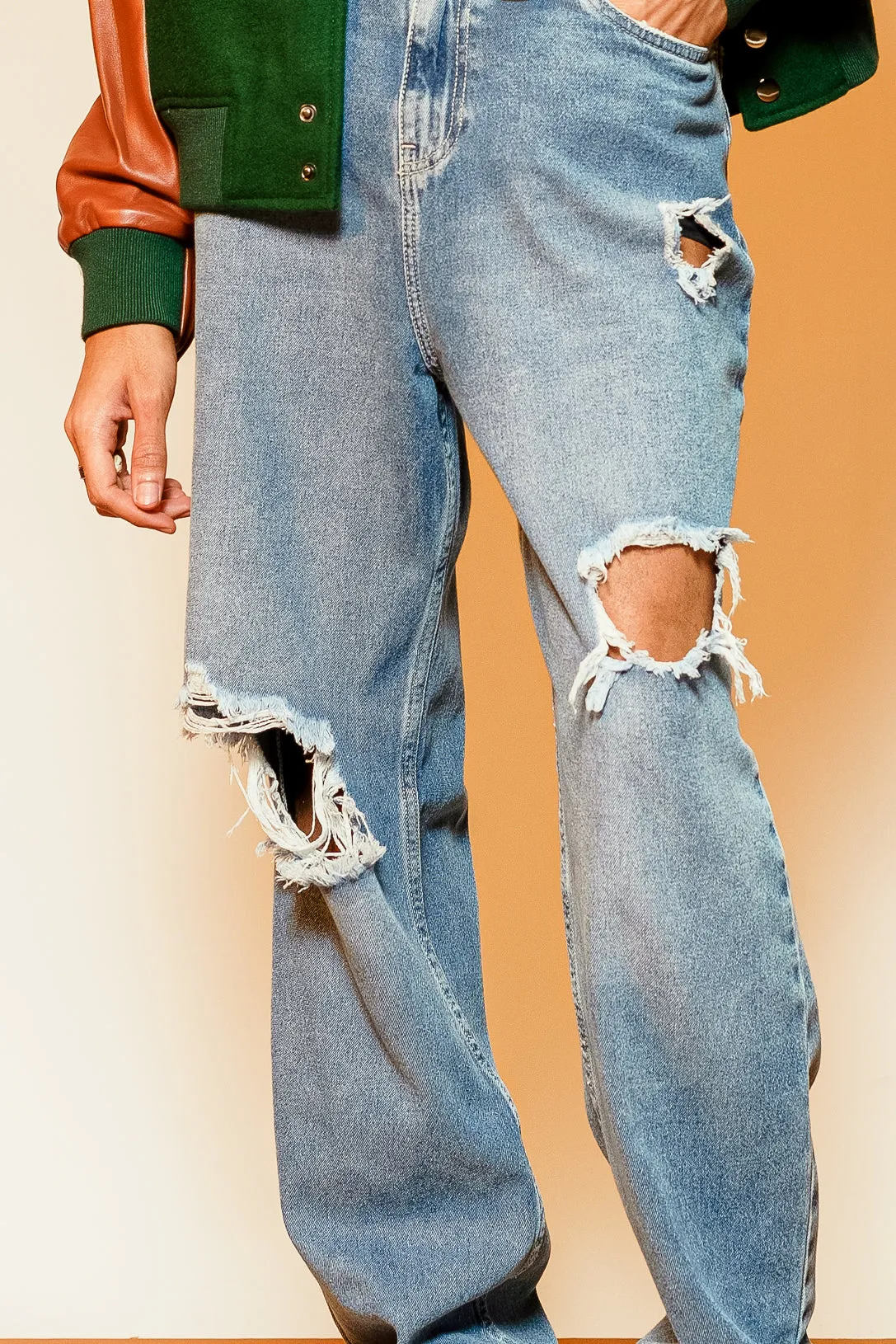 Men's Ripped Straight Jeans