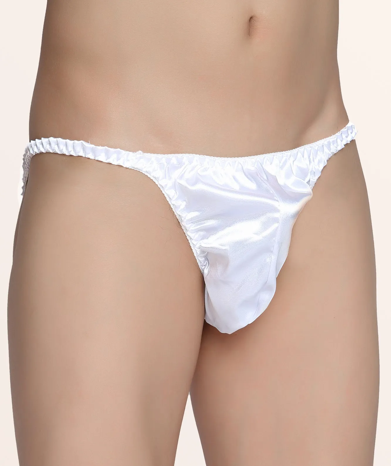 Men's Satin Tanga Briefs - White