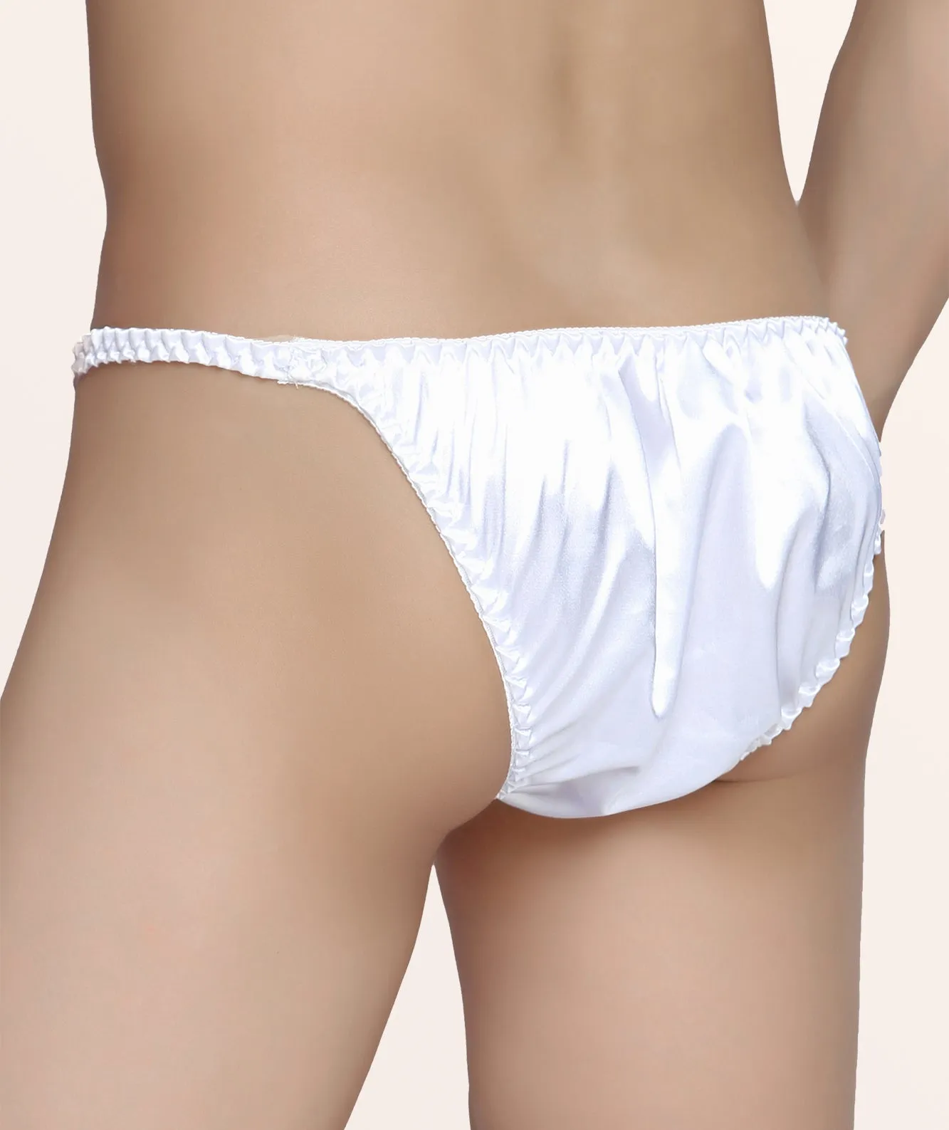 Men's Satin Tanga Briefs - White