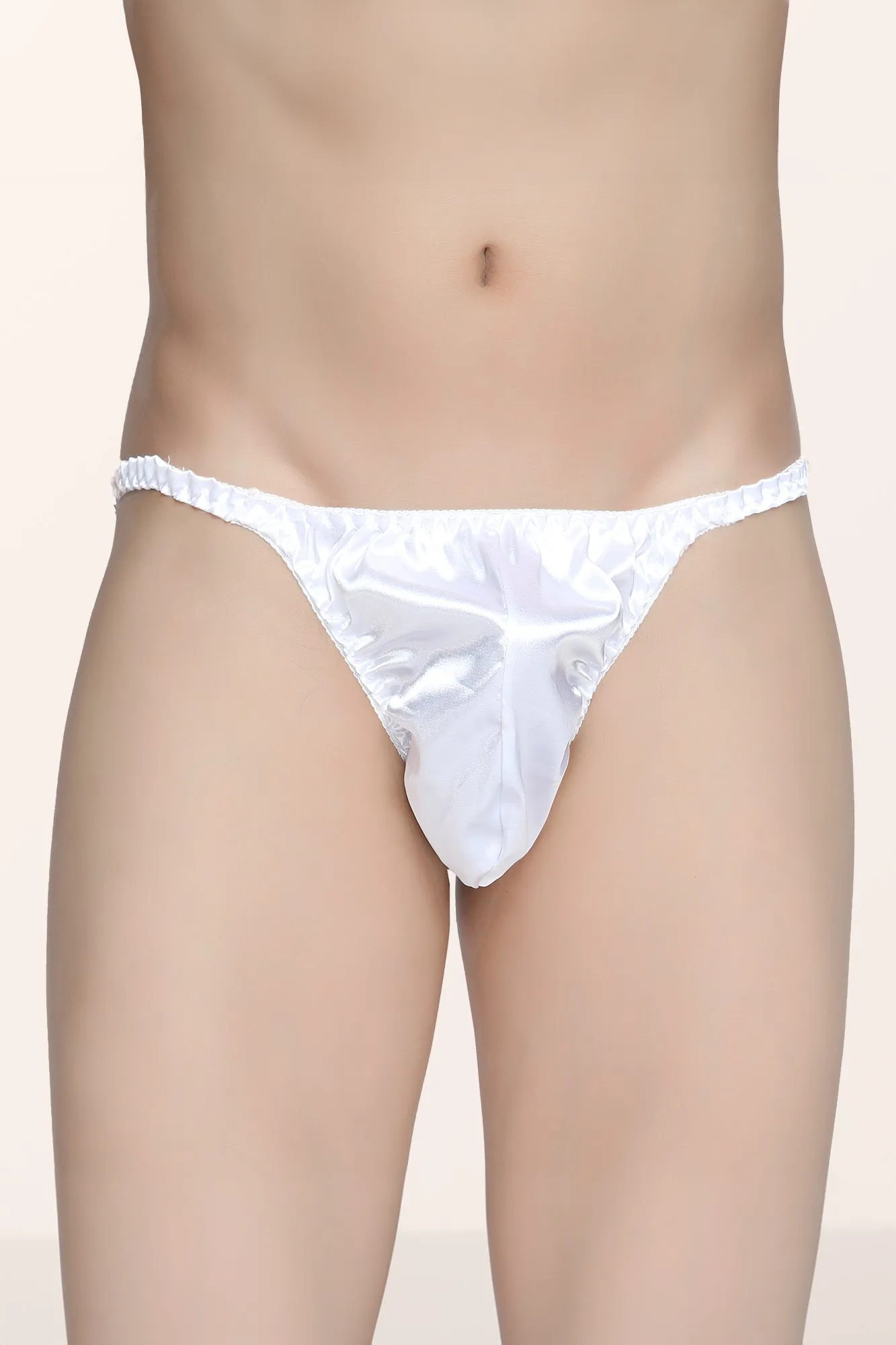 Men's Satin Tanga Briefs - White