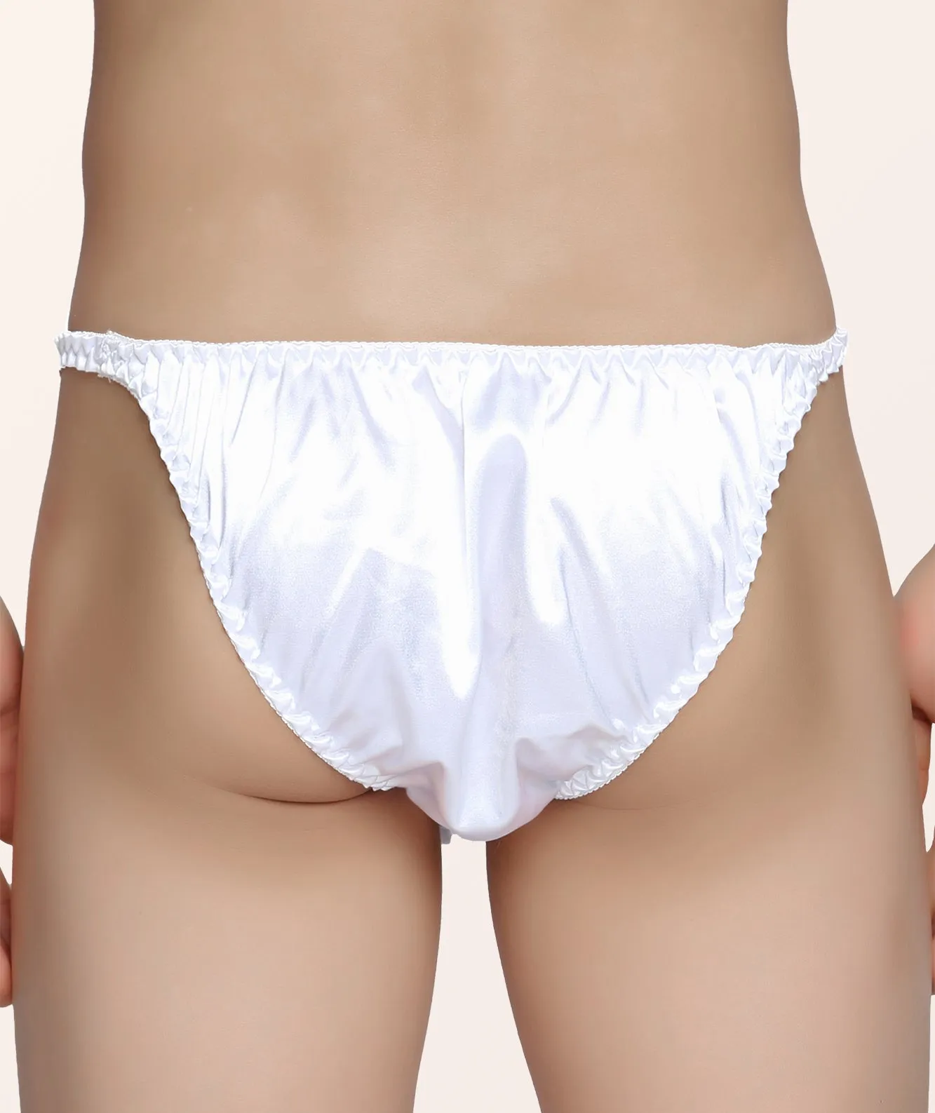Men's Satin Tanga Briefs - White