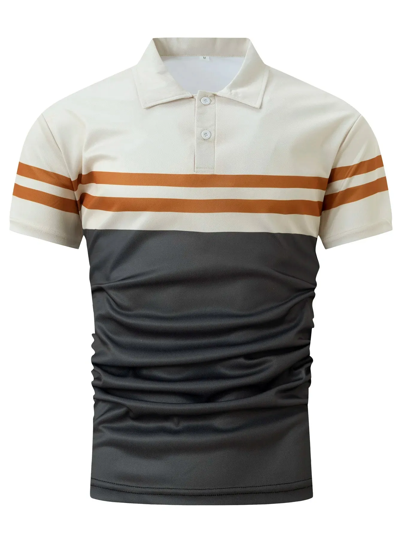 Men's Short Sleeve Polo Shirt with Splice Stripe Printing