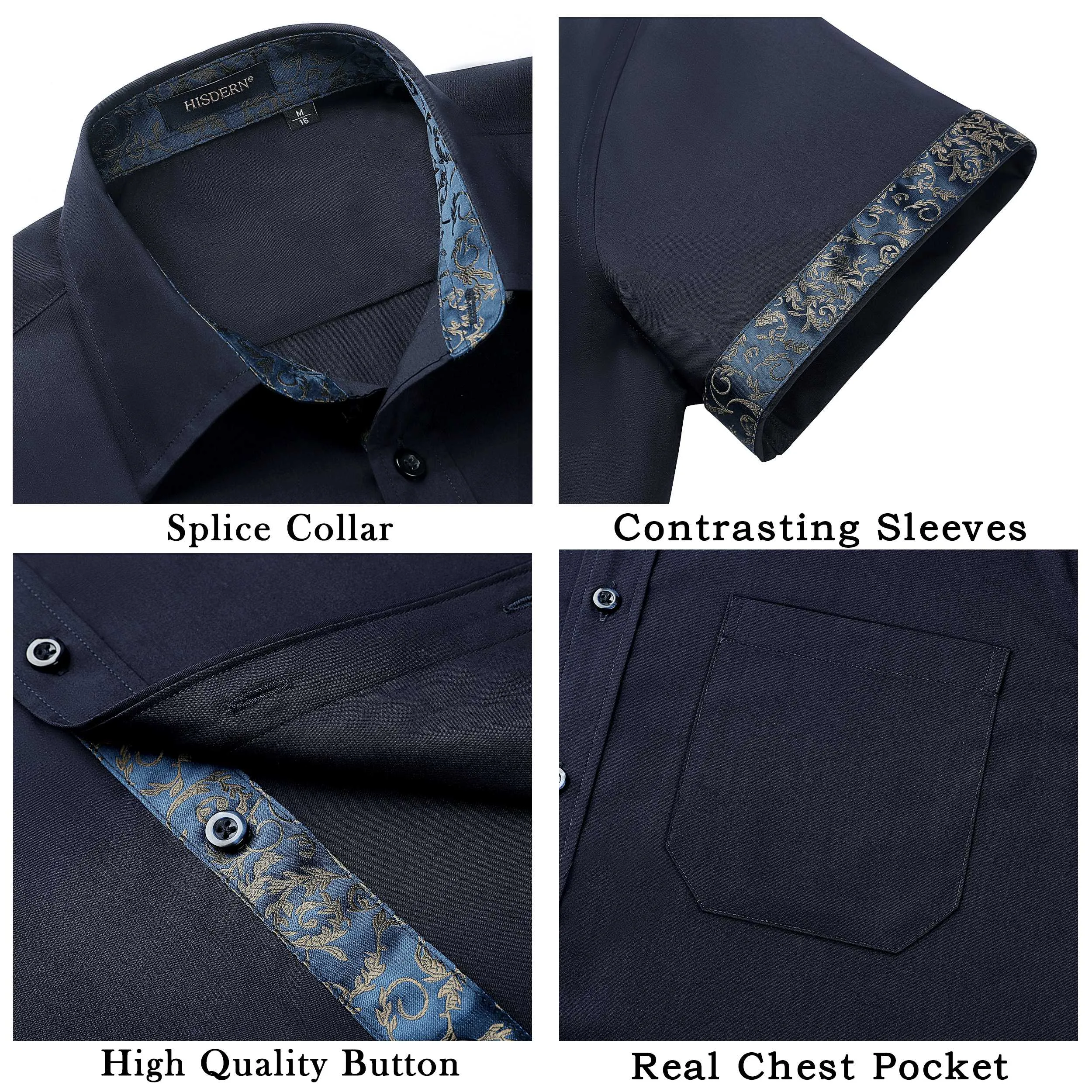 Men's Short Sleeve Shirt with Pocket - A1-NAVY BLUE
