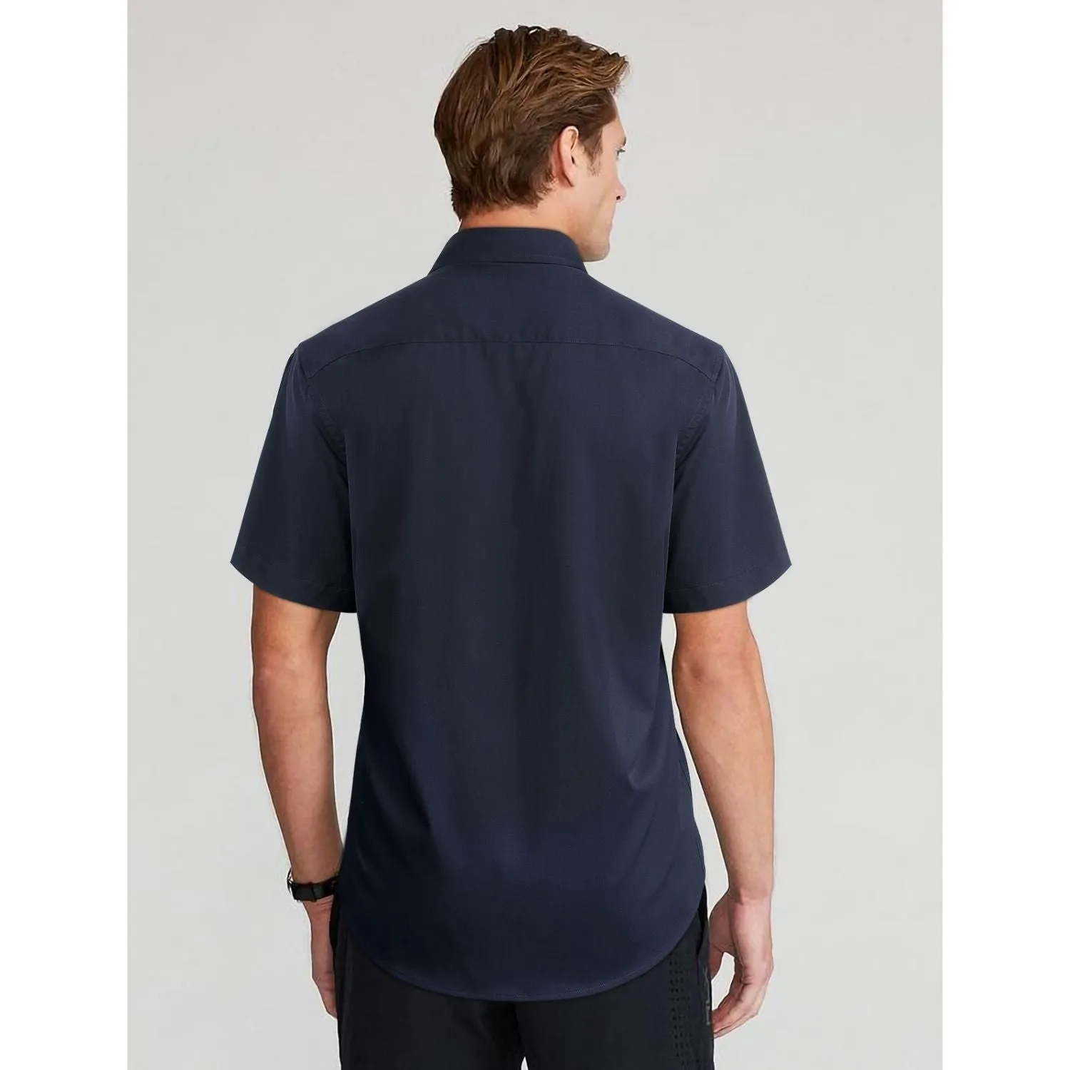 Men's Short Sleeve Shirt with Pocket - A1-NAVY BLUE