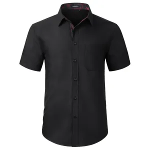 Men's Short Sleeve Shirt with Pocket - B1-BLACK B