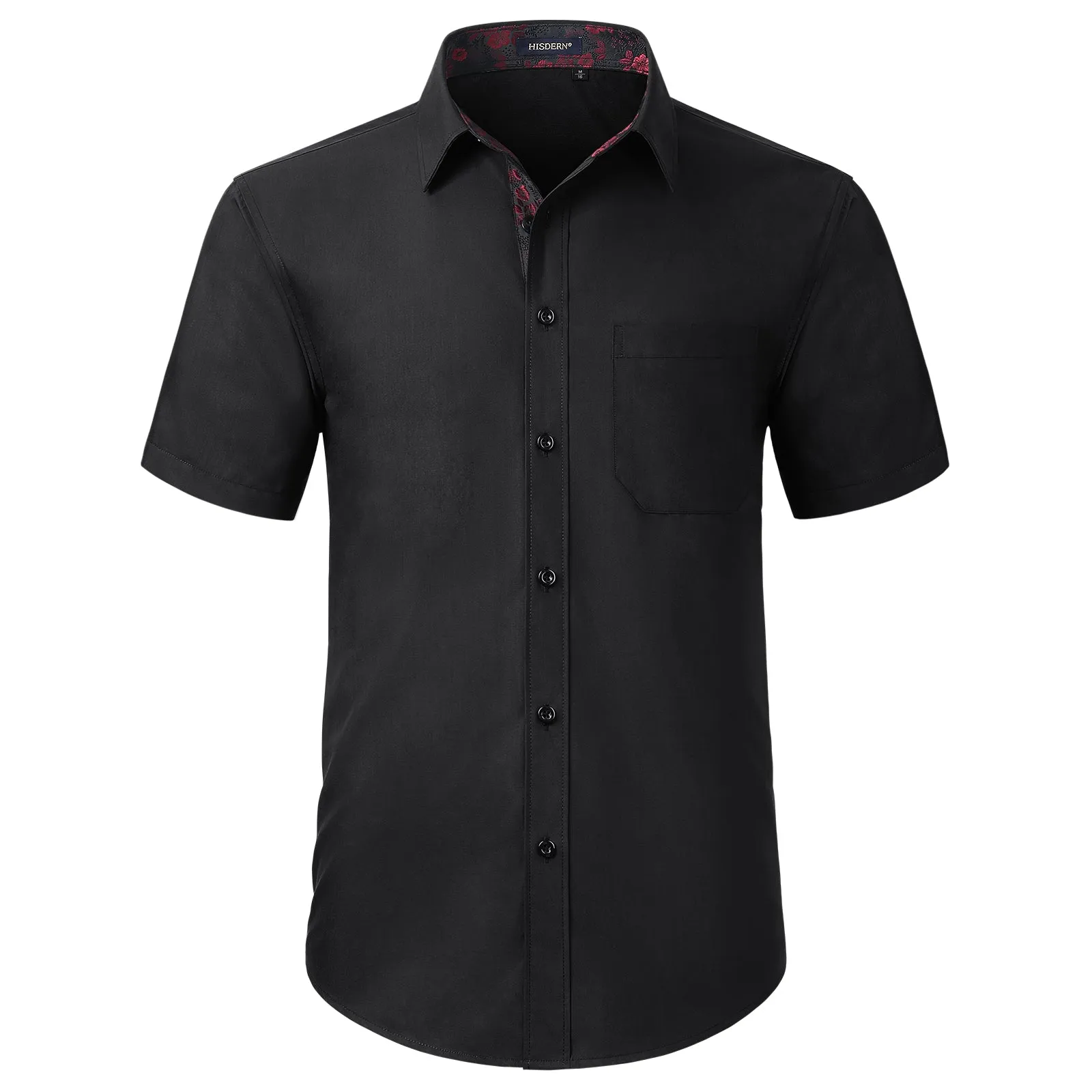 Men's Short Sleeve Shirt with Pocket - B1-BLACK B