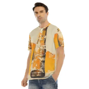 Men's Short Sleeve T-shirt With Button Closure#y205