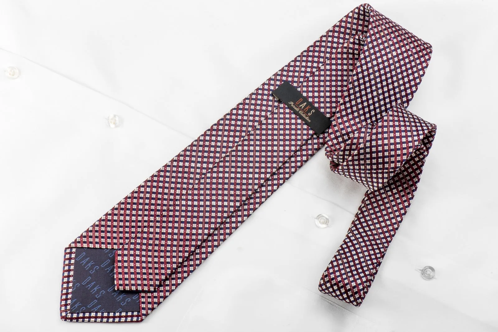 Men's Silk Crystal Rhinestone Necktie Burgundy Blue Silver Striped Checker With Sparkles