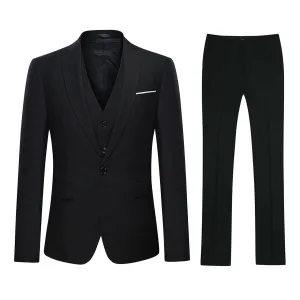 Men's Slim Fit 3-Piece Suits Men's Suit for Wedding Business Party Black