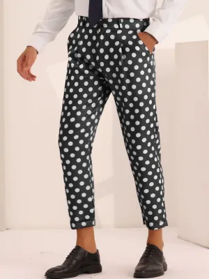 Men's Slim Fit Business Printed Cropped Dress Pants