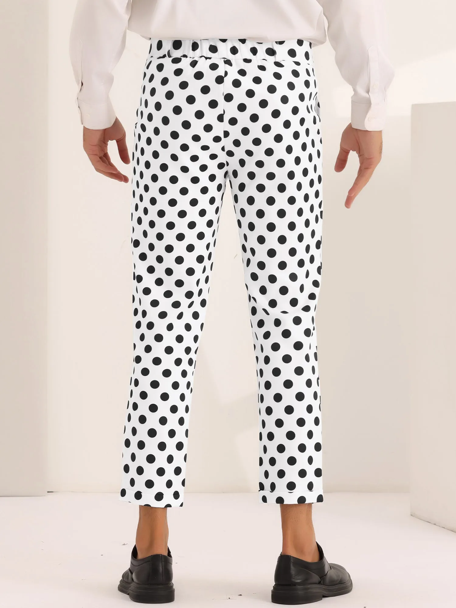 Men's Slim Fit Business Printed Cropped Dress Pants