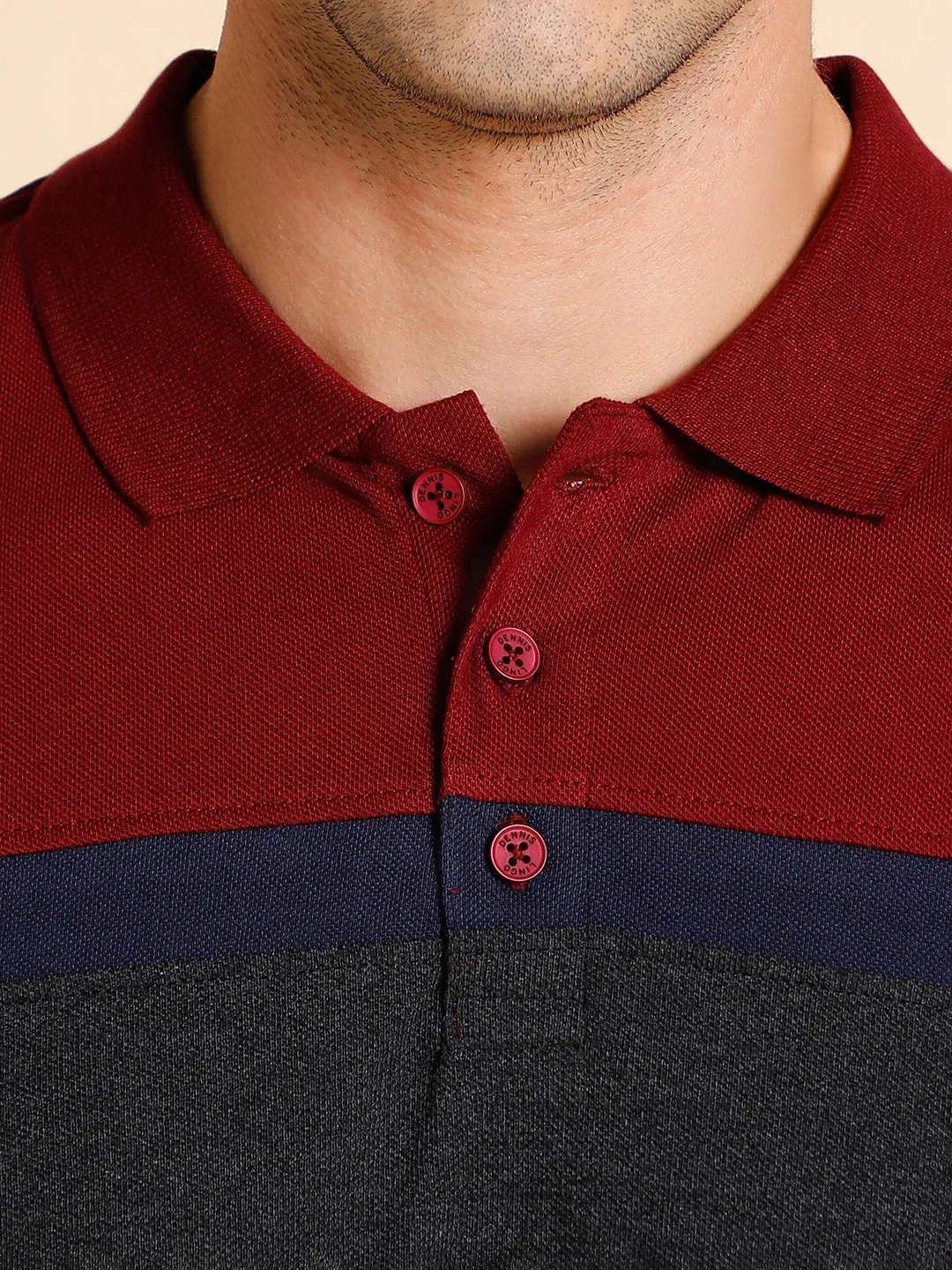 Men's Slim Fit  Colorblocked Maroon Polo T-Shirt
