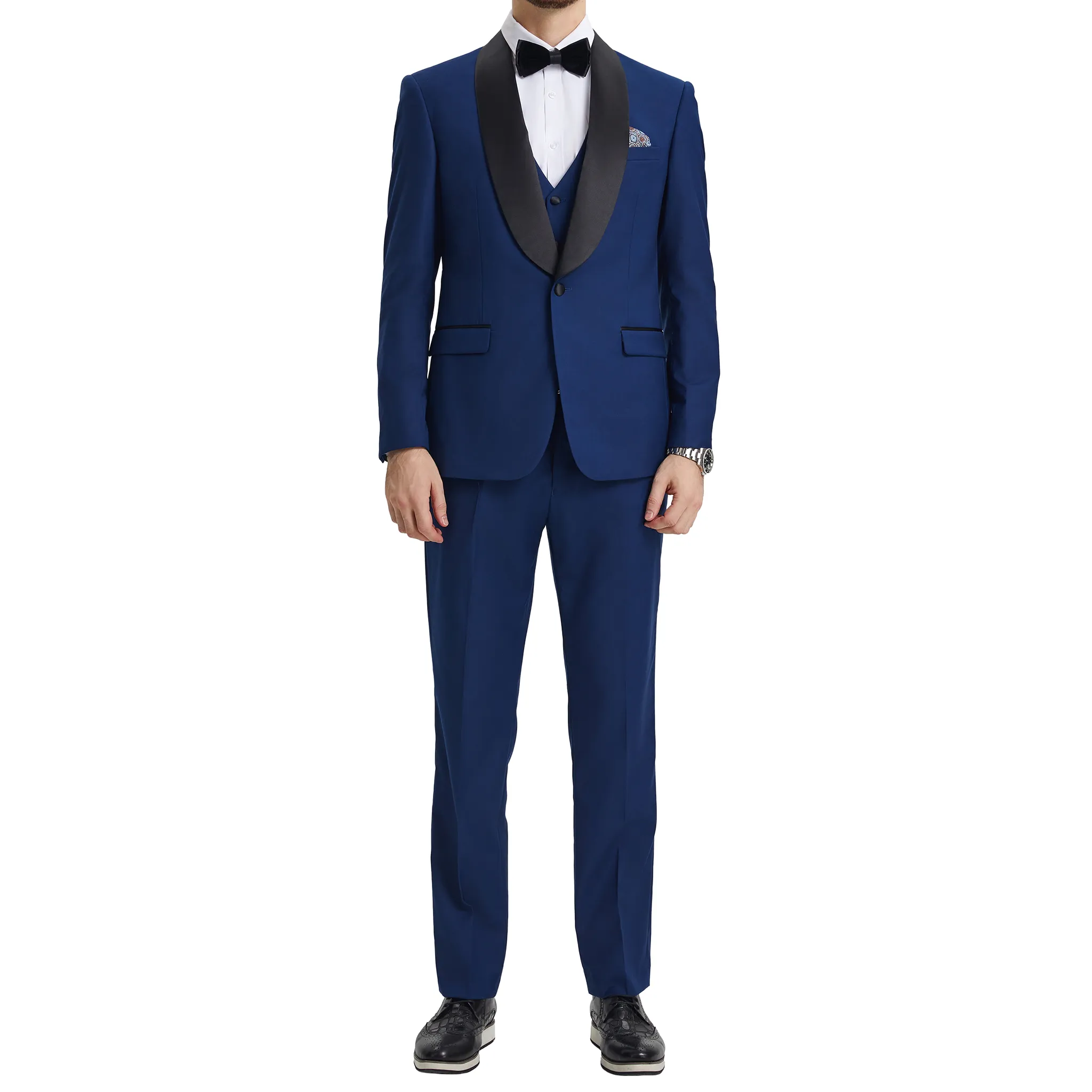 Men's Slim-Fit Royal Blue Three-Piece Suit