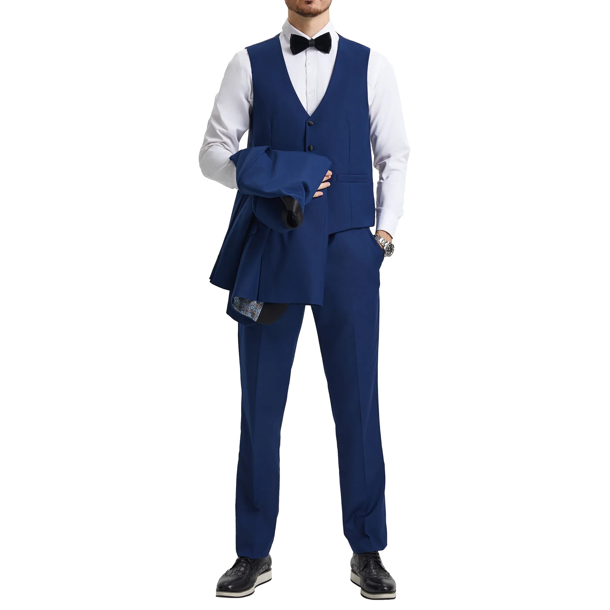 Men's Slim-Fit Royal Blue Three-Piece Suit