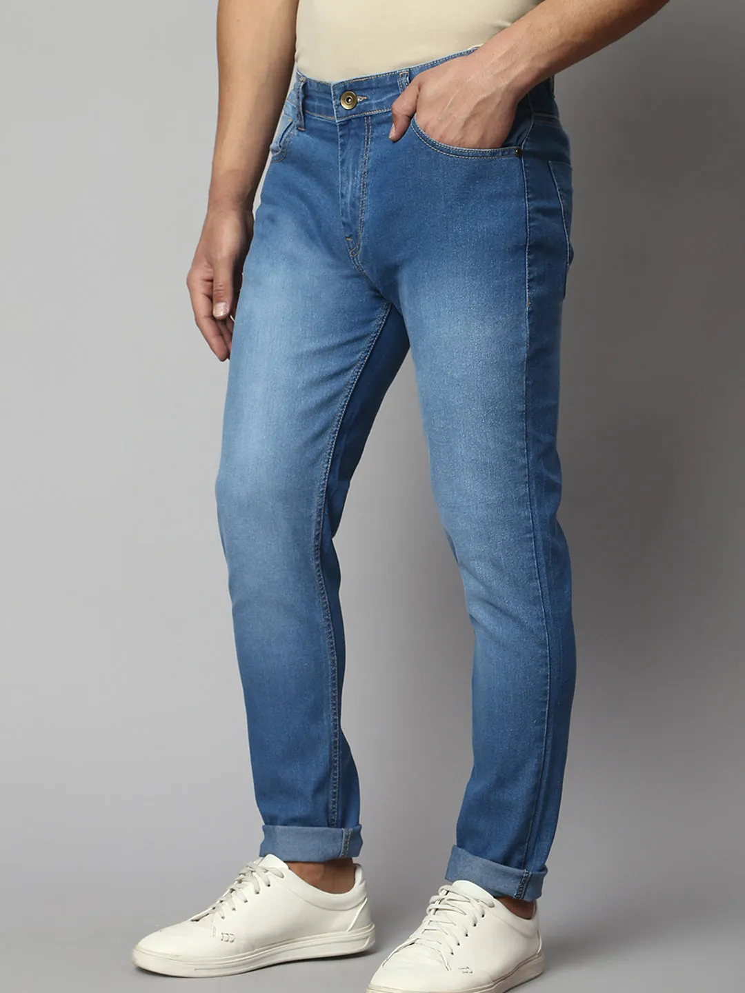 Men's Slim Fit Stretchable Denim Jeans (Indigo)