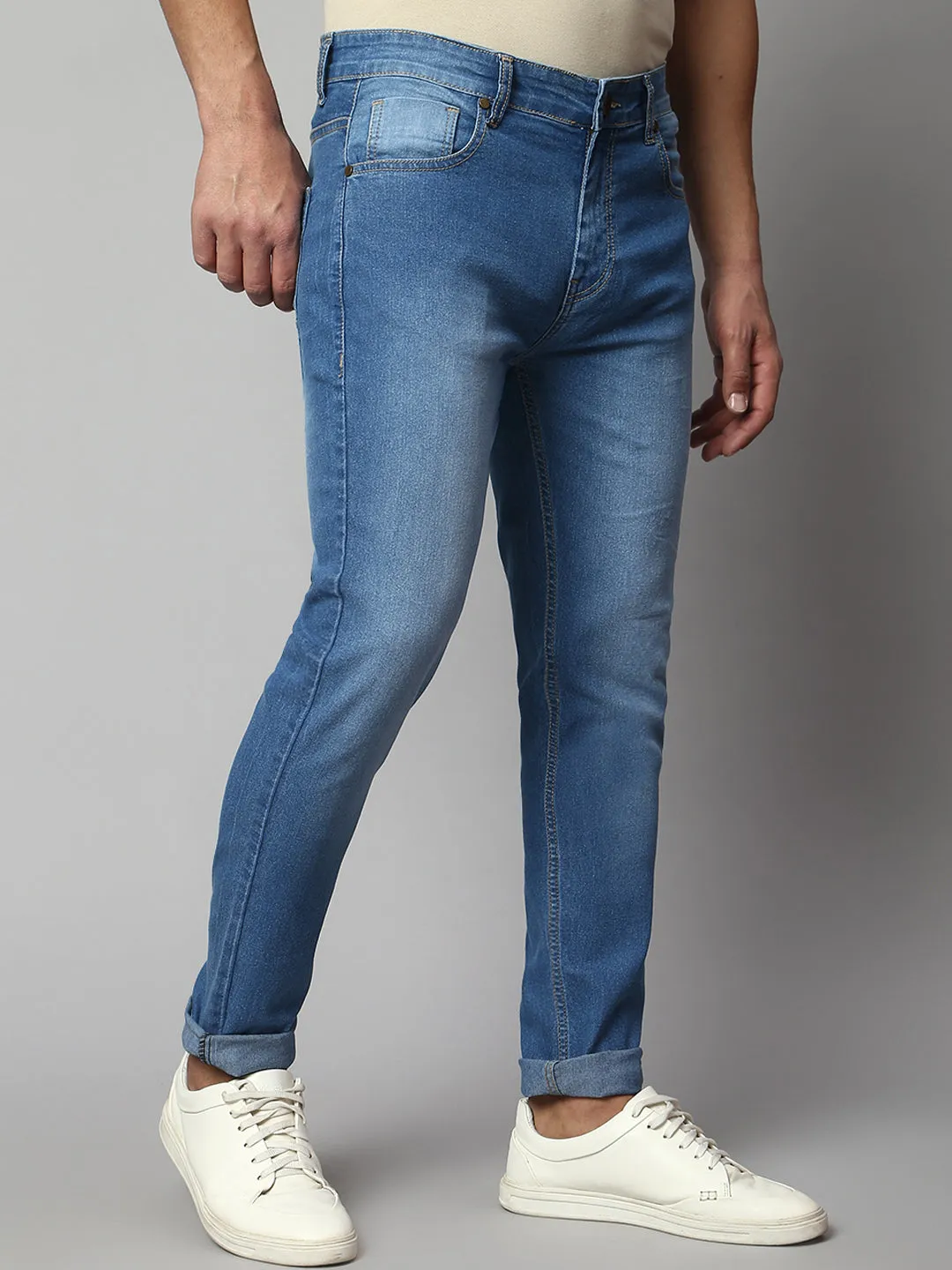 Men's Slim Fit Stretchable Denim Jeans (Indigo)