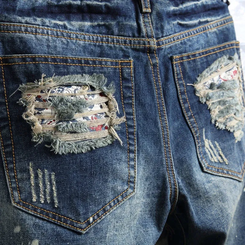 Men's Slim Ripped Denim Shorts