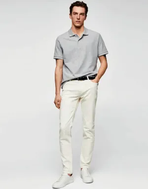 Men's Solid Basic Short Sleeve Polo Shirt-Grey