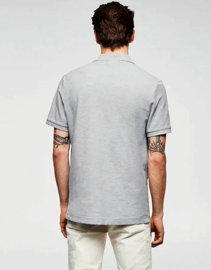 Men's Solid Basic Short Sleeve Polo Shirt-Grey
