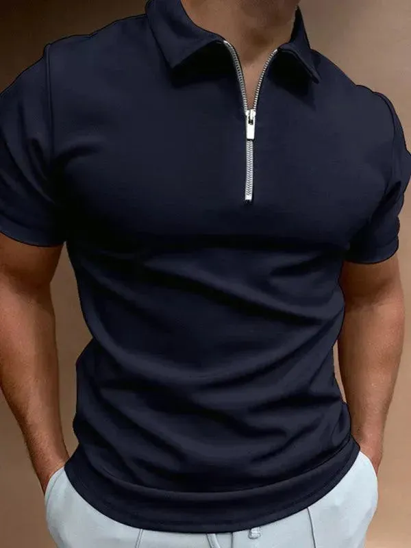 Men's Solid Color Short Sleeve Polo Shirt
