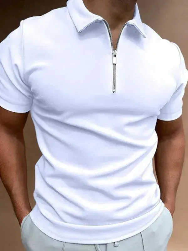Men's Solid Color Short Sleeve Polo Shirt